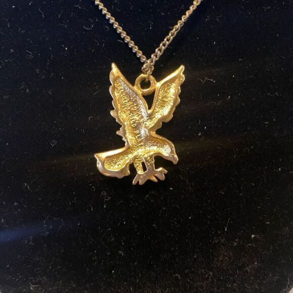 Vintage 14k Gold Electroplated Eagle Pendant Necklace - Picture 3 of 5